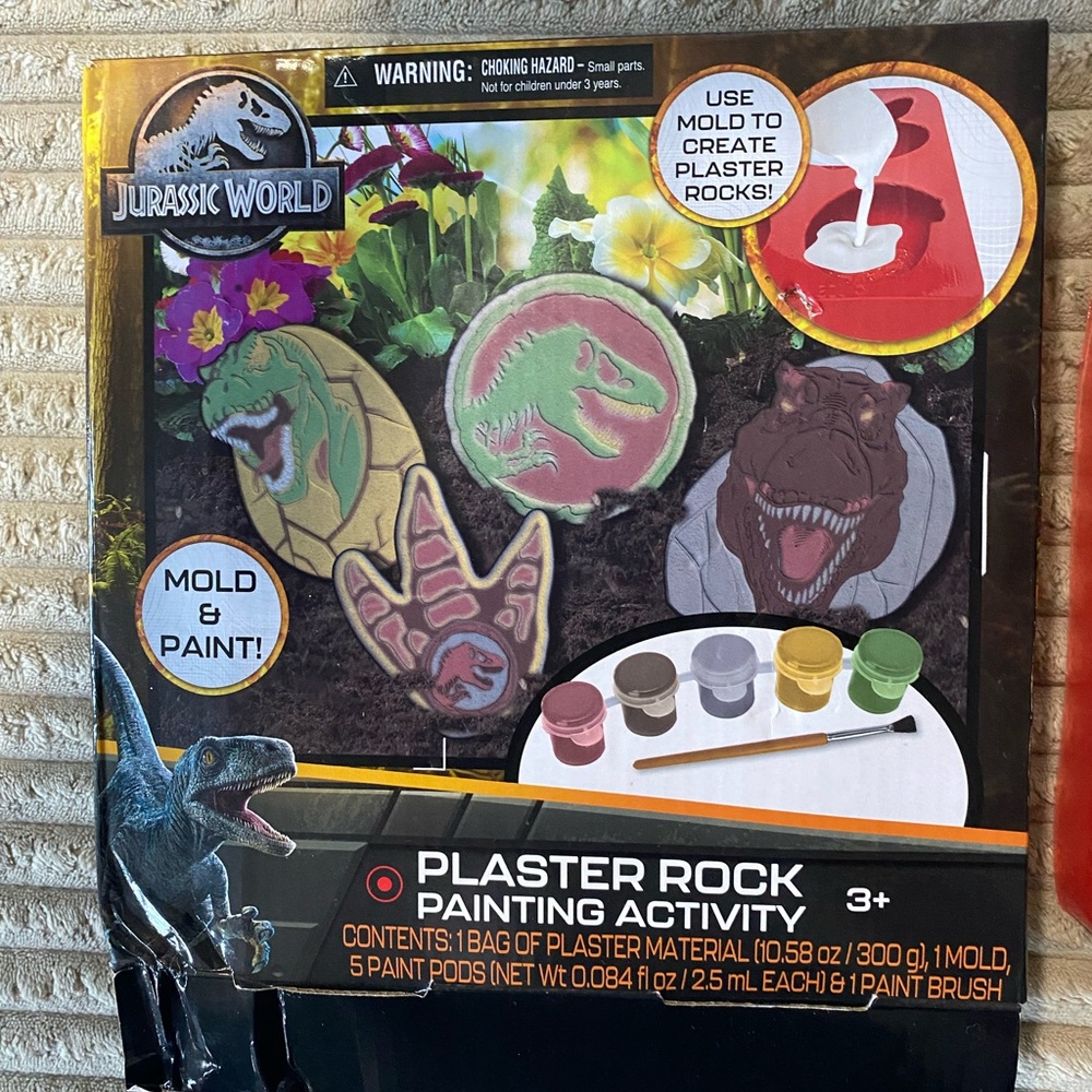 🦖 Jurassic World Plaster Rock Painting Kit 🎨🪨